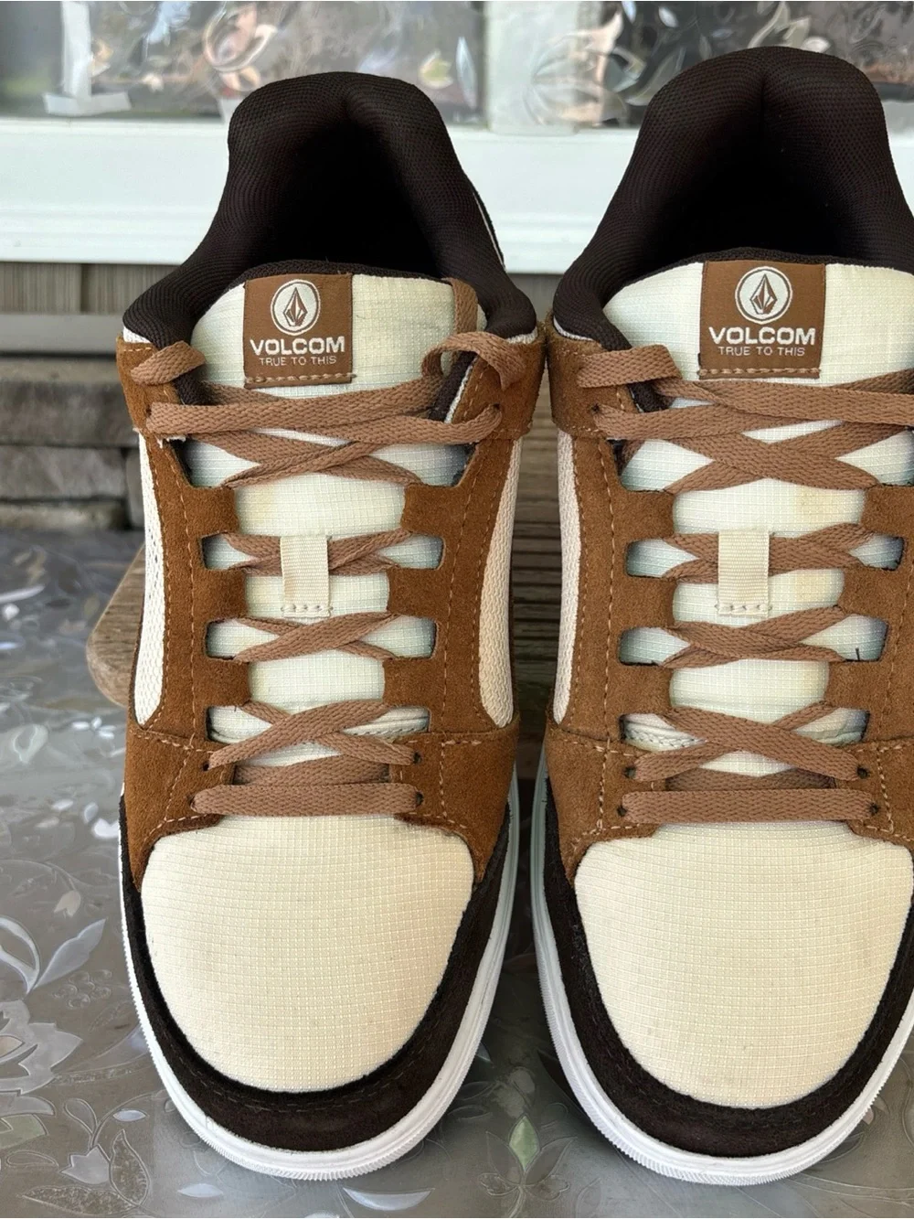 Volcom Men workwear Comp toe Sneakers in Brown and Cream with Dark Brown Accents